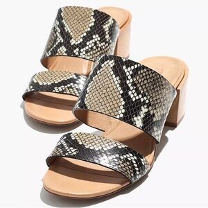 Madewell The Kiera Mule Sandal, Snake Embossed Leather, Size 8